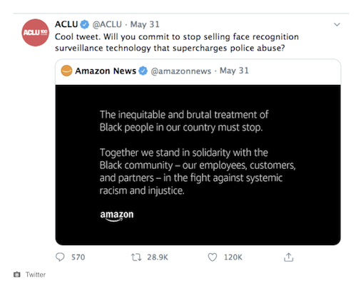 Amazon News Tweet about Black Lives Matter Movement
